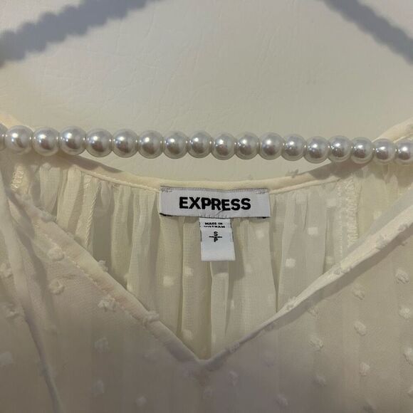 Express women’s sheer ruffle lacy fairy top size small embroidered feminine crea - Picture 6 of 11